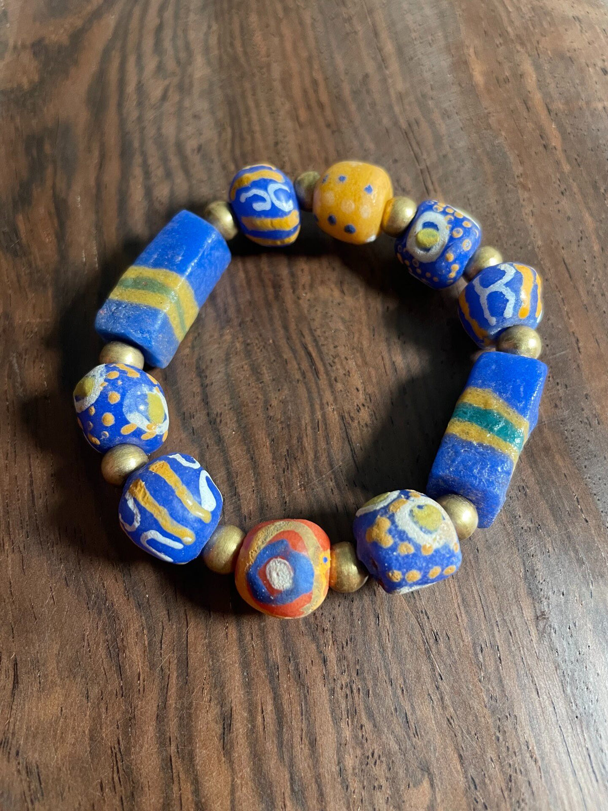 Hand Painted African Trade Bead Bracelet