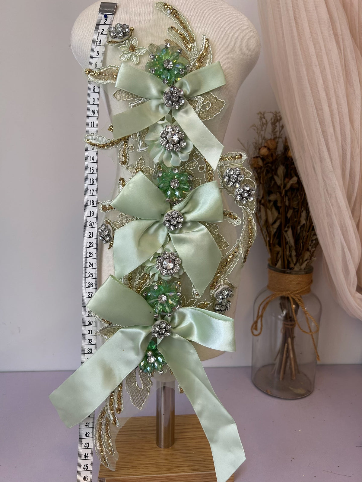 Green Satin Bow Lolita Applique