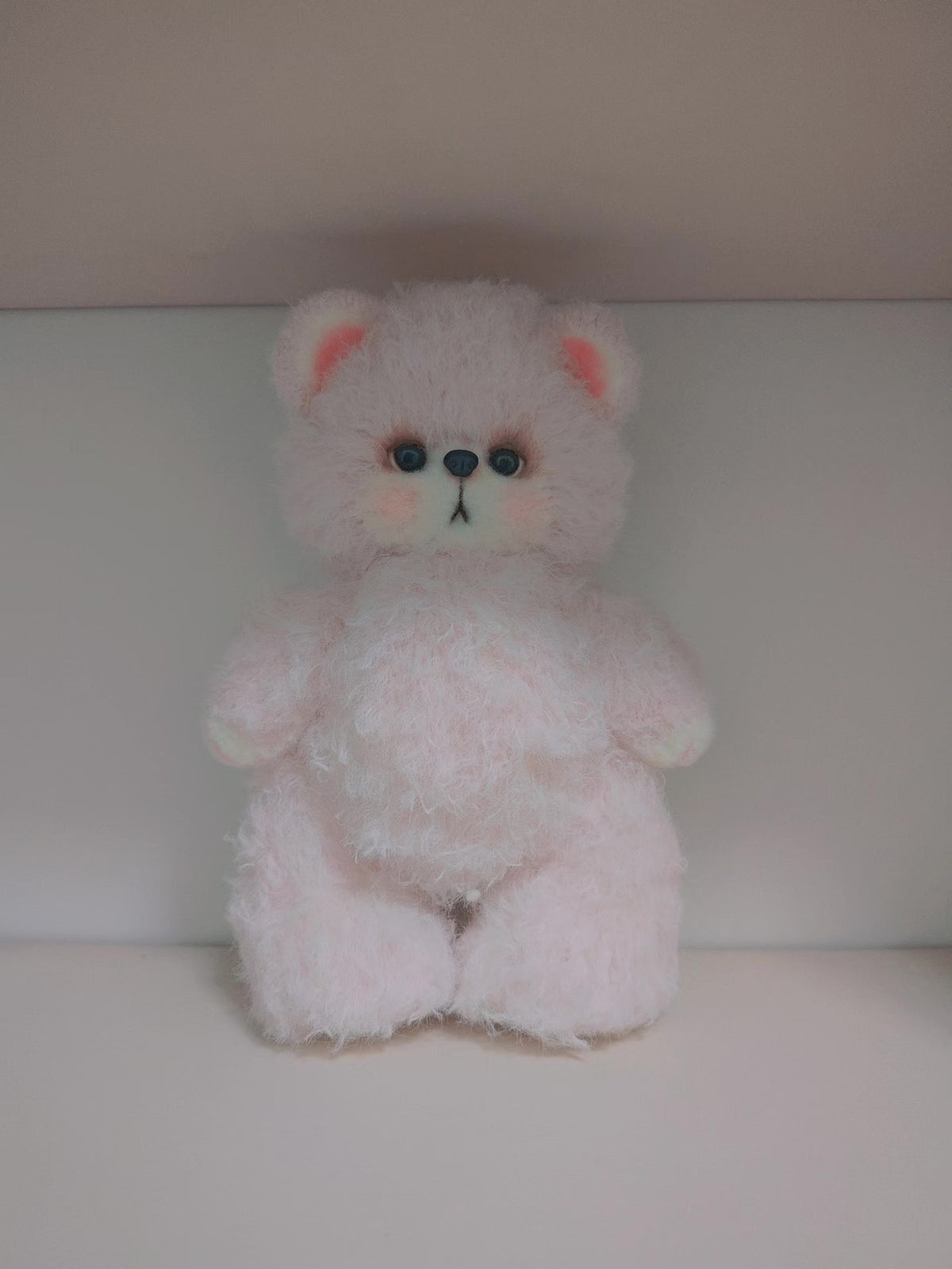 手編みカーリーウールくまのぬいぐるみ 22cm