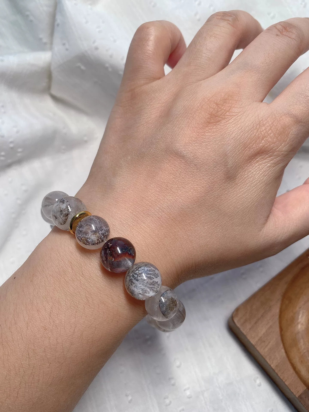 Armband mit Dendritenquarz-Kristallperlen