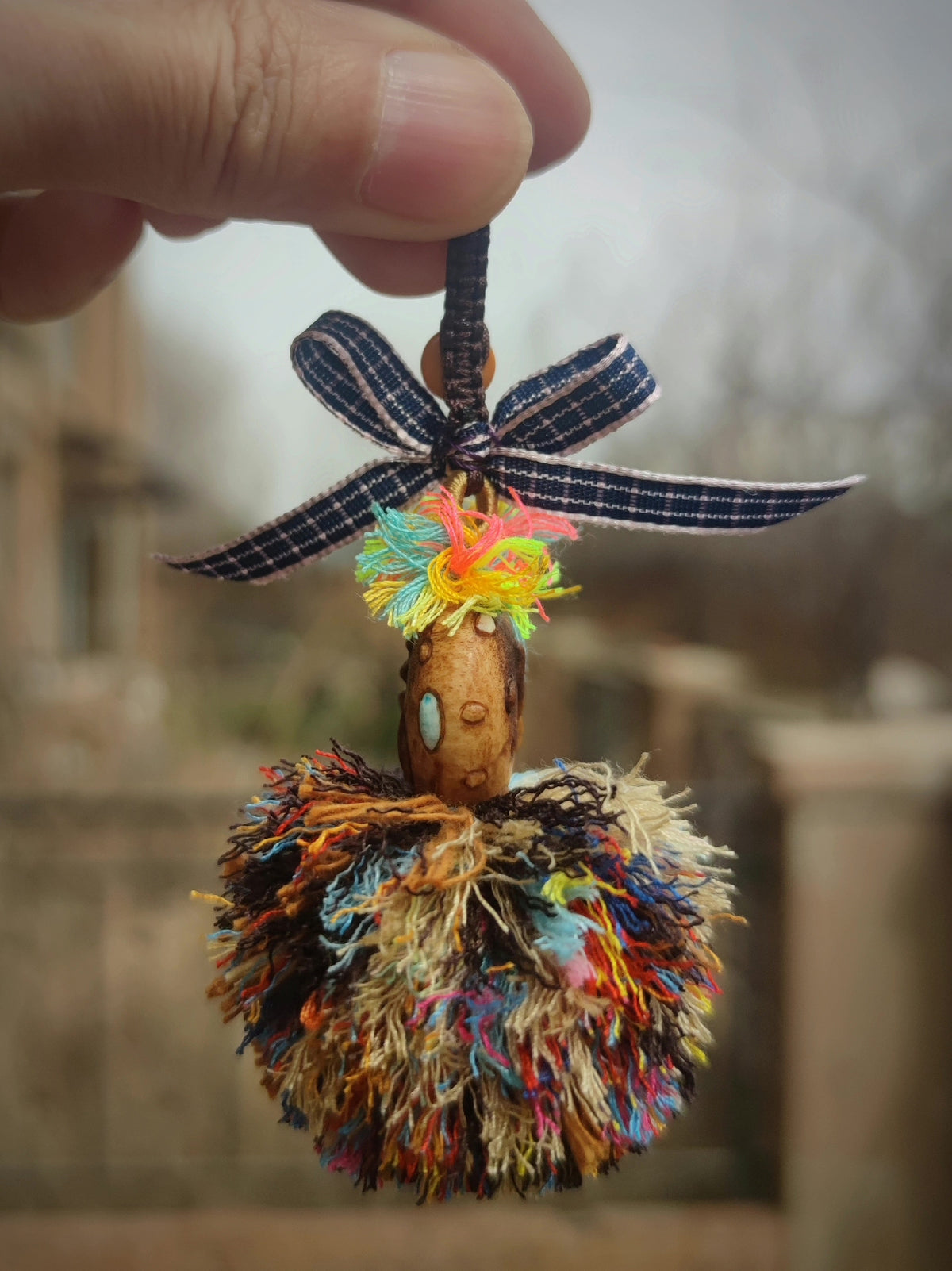 Pom Pom Character Hanging Ornament Keychain