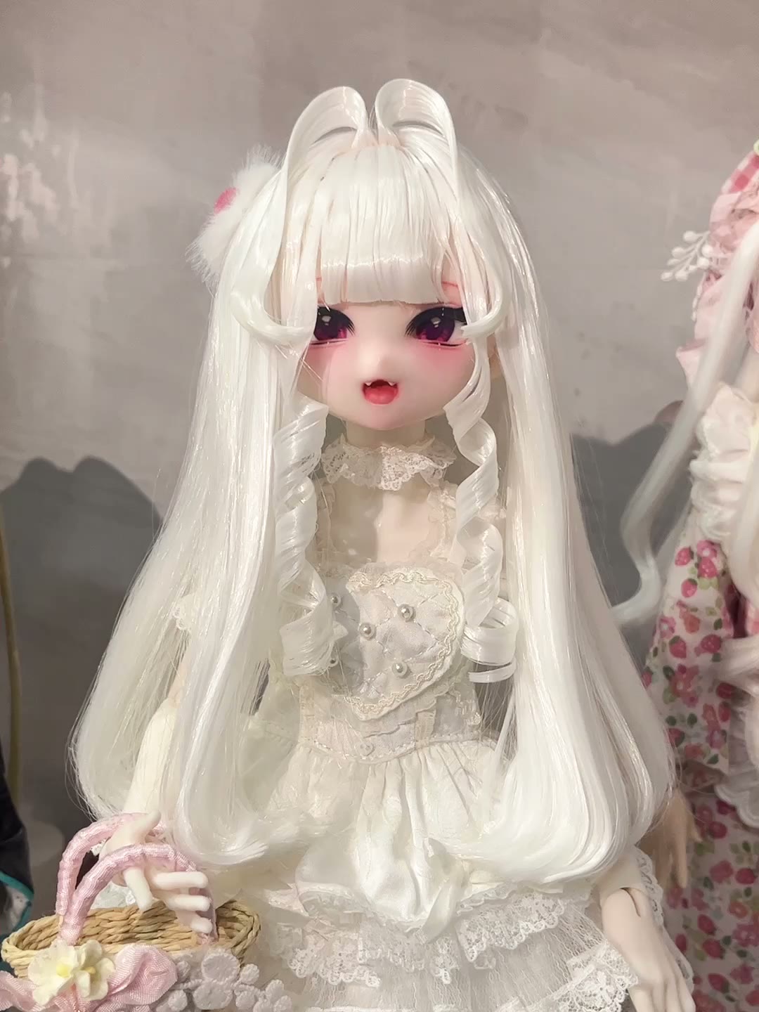 White Doll Wig with Spiral Ringlets