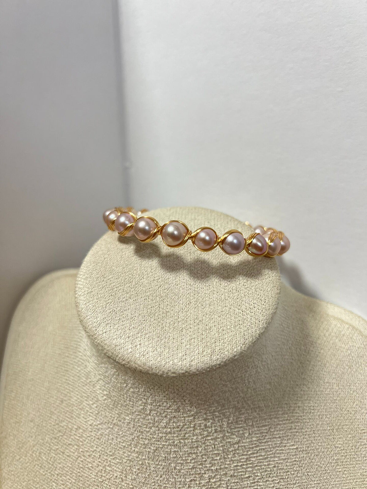 Handcrafted Freshwater Pearl Wire Wrap Cuff Bracelet