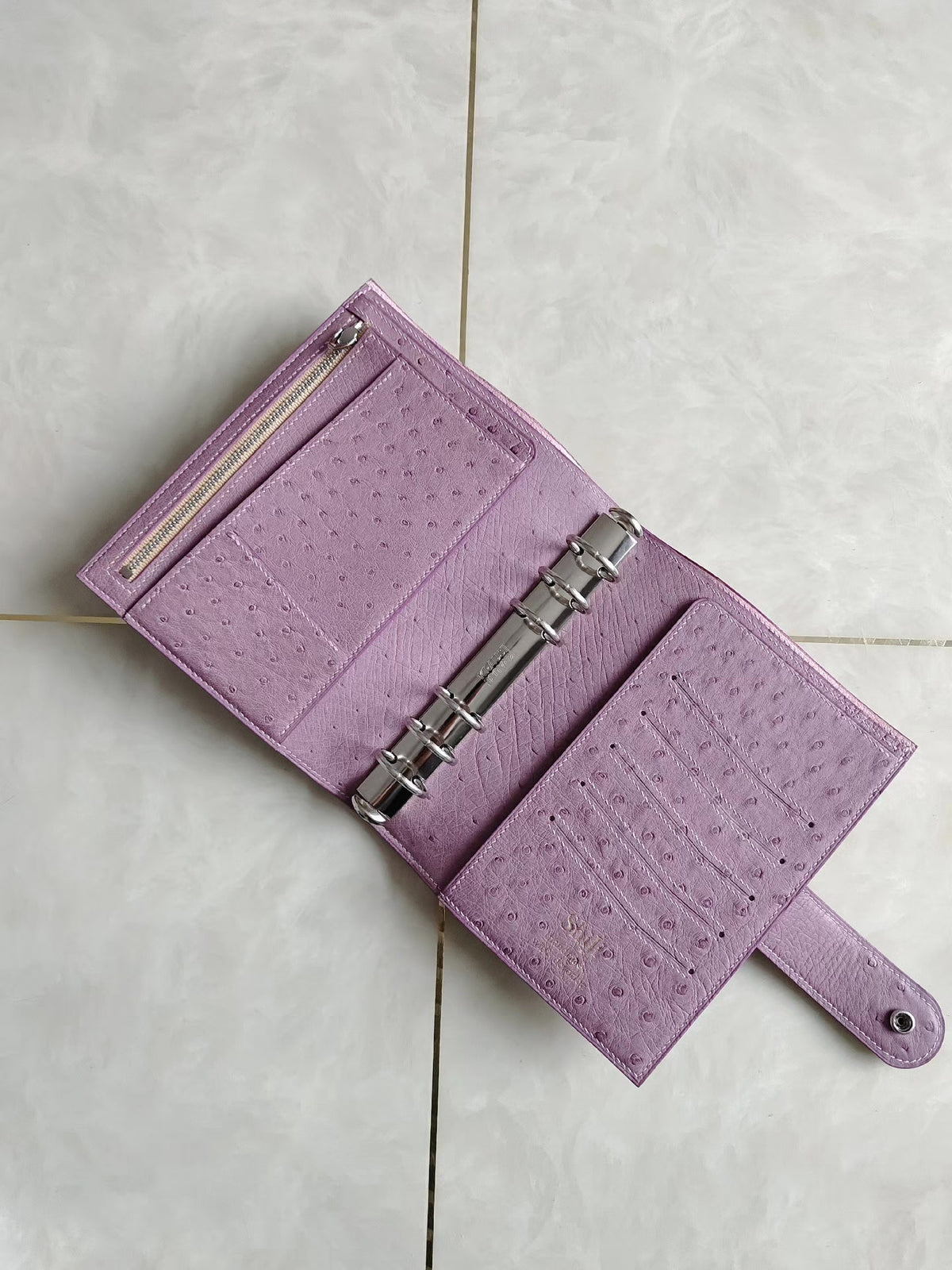 A6 Ostrich Leather Loose Leaf Notebook Cover