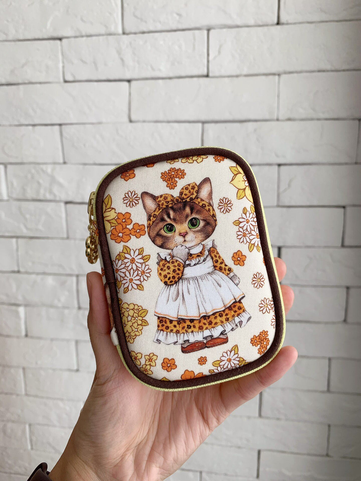 Cat Print Card Pouch with Zipper