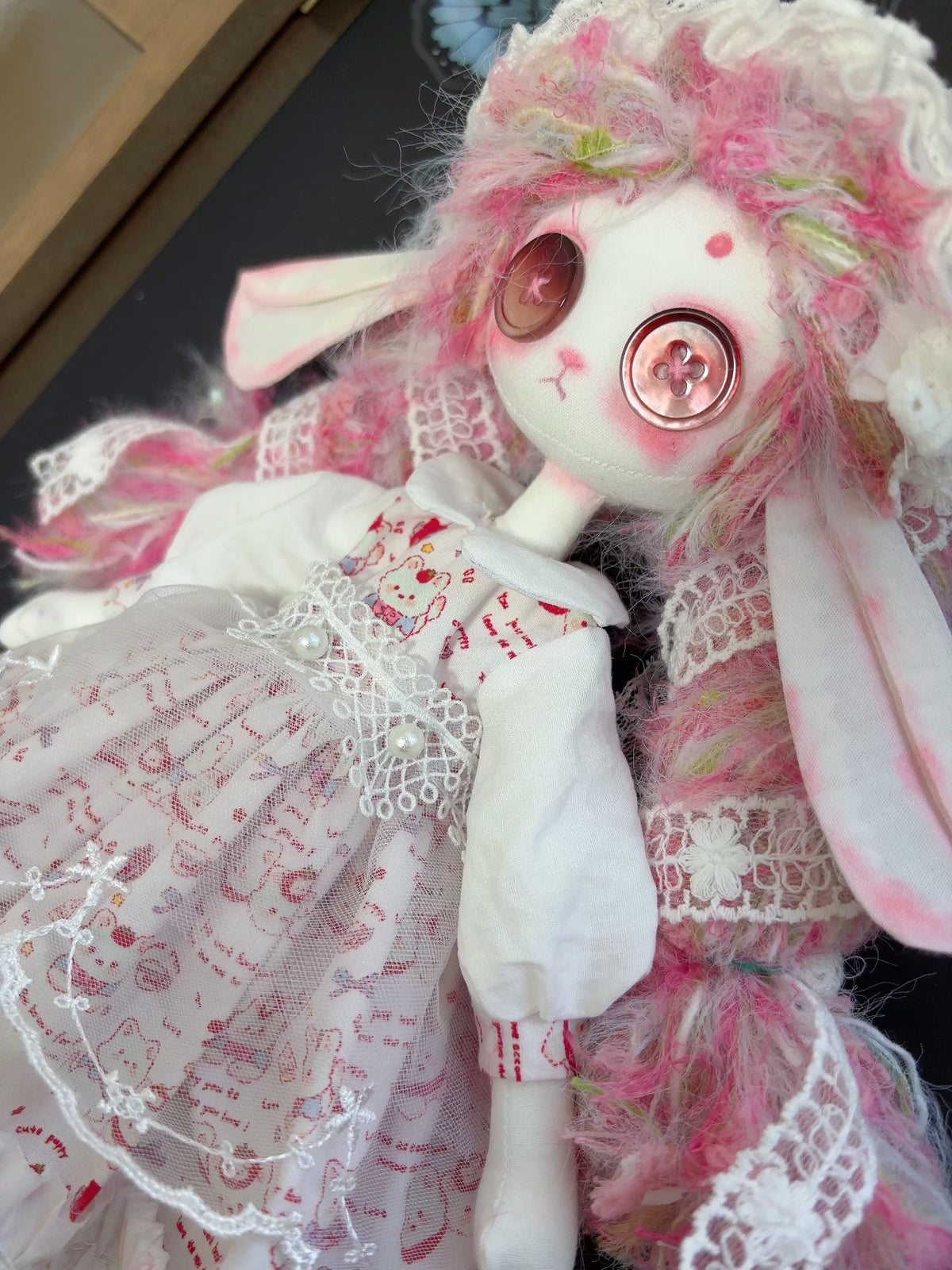 Handmade Cloth Doll with Button Eyes