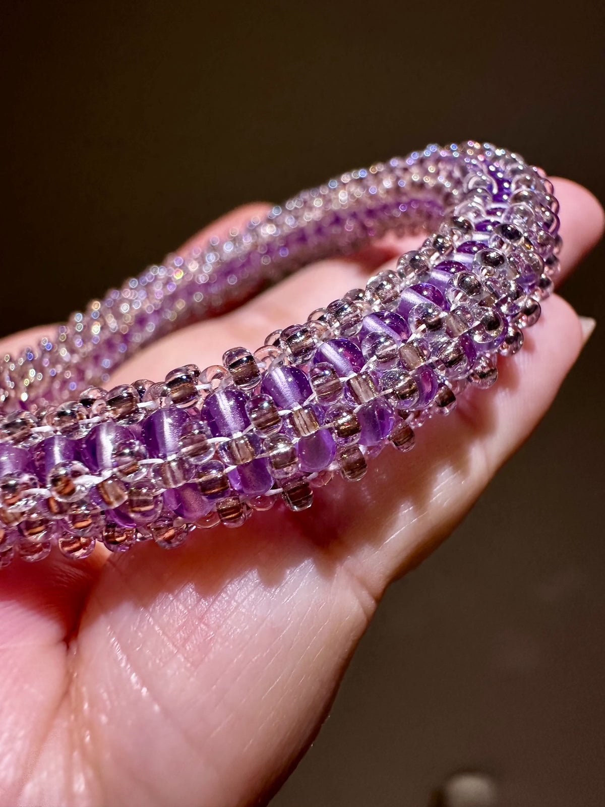 Handcrafted Amethyst Bead Woven Bracelet