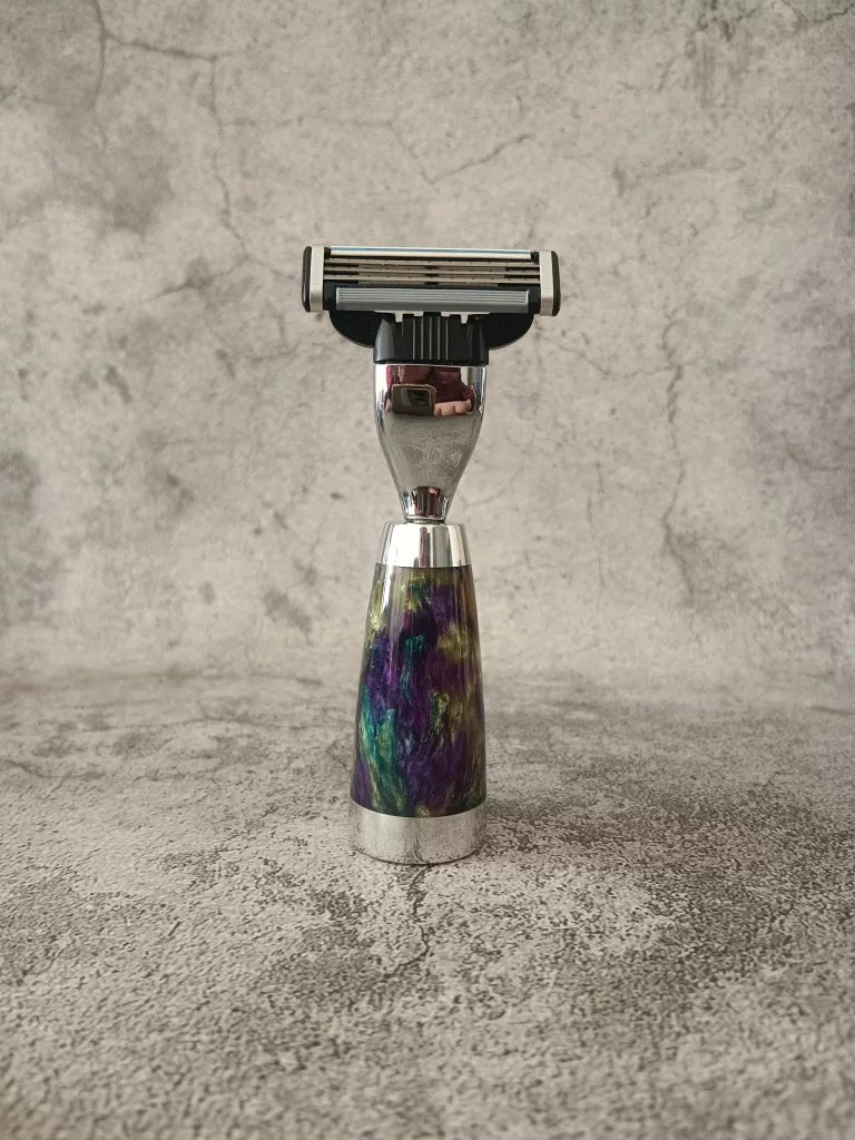Mini Travel Razor with Marbled Handle