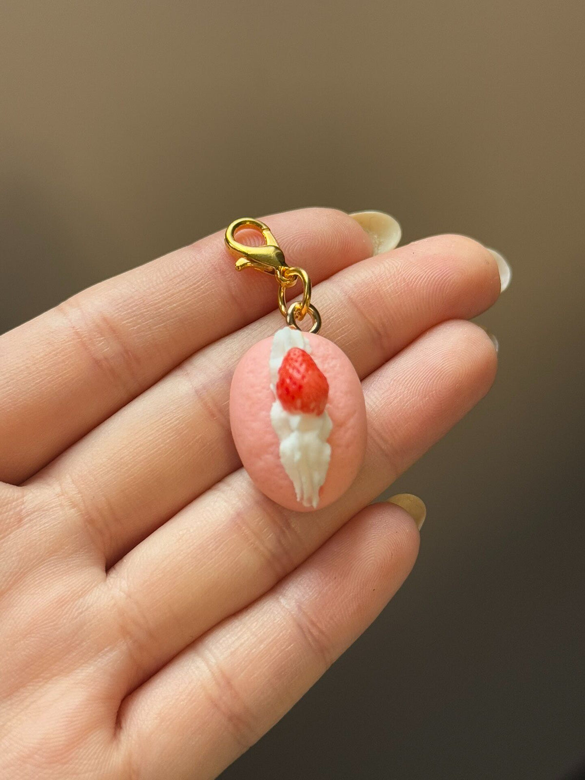Strawberry Cream Pastry Charm Miniature Keychain