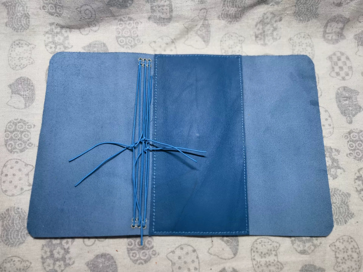 Capa para Caderno de Viajante em Couro Azul A5S TN
