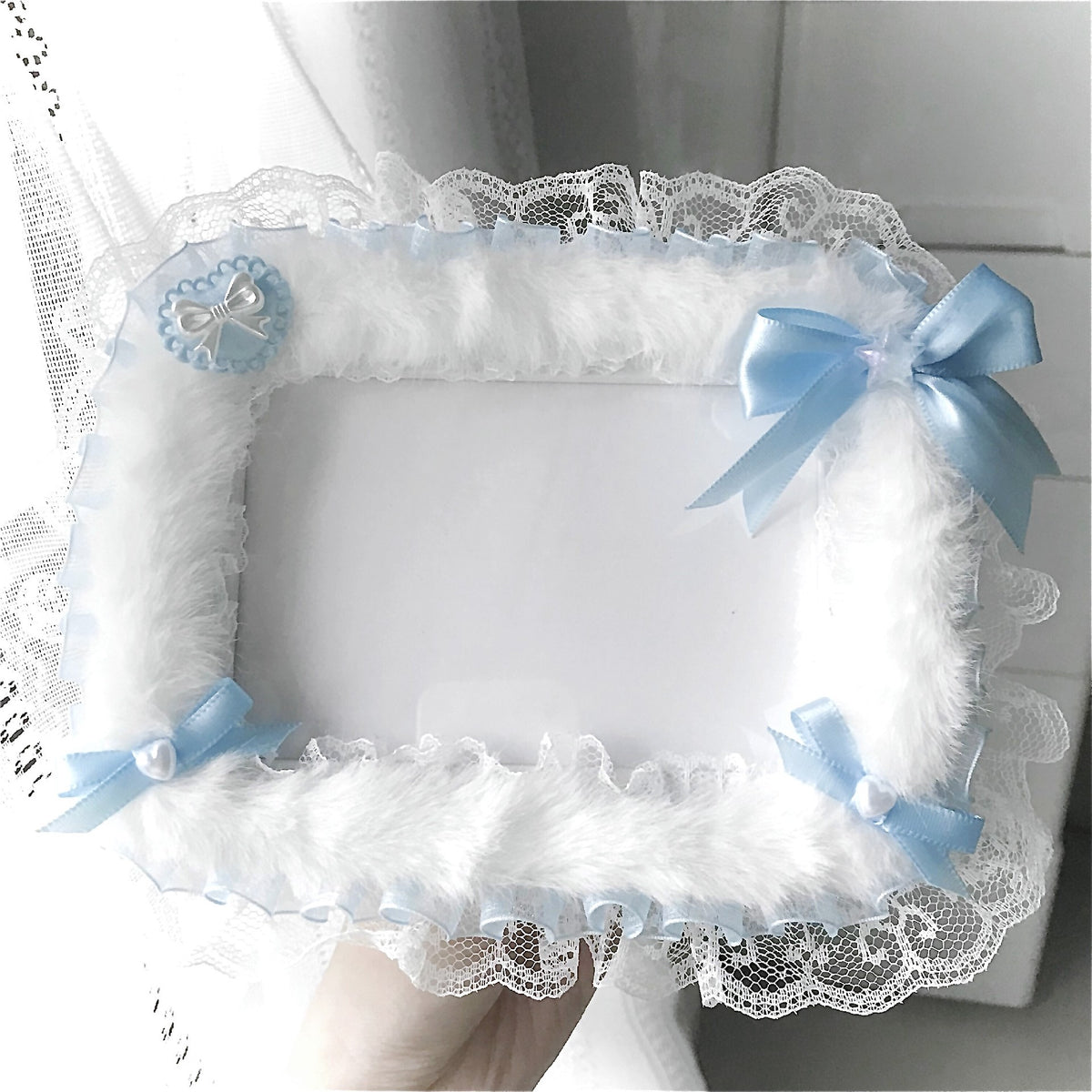 Lace Plush Photo Frame with Satin Bows