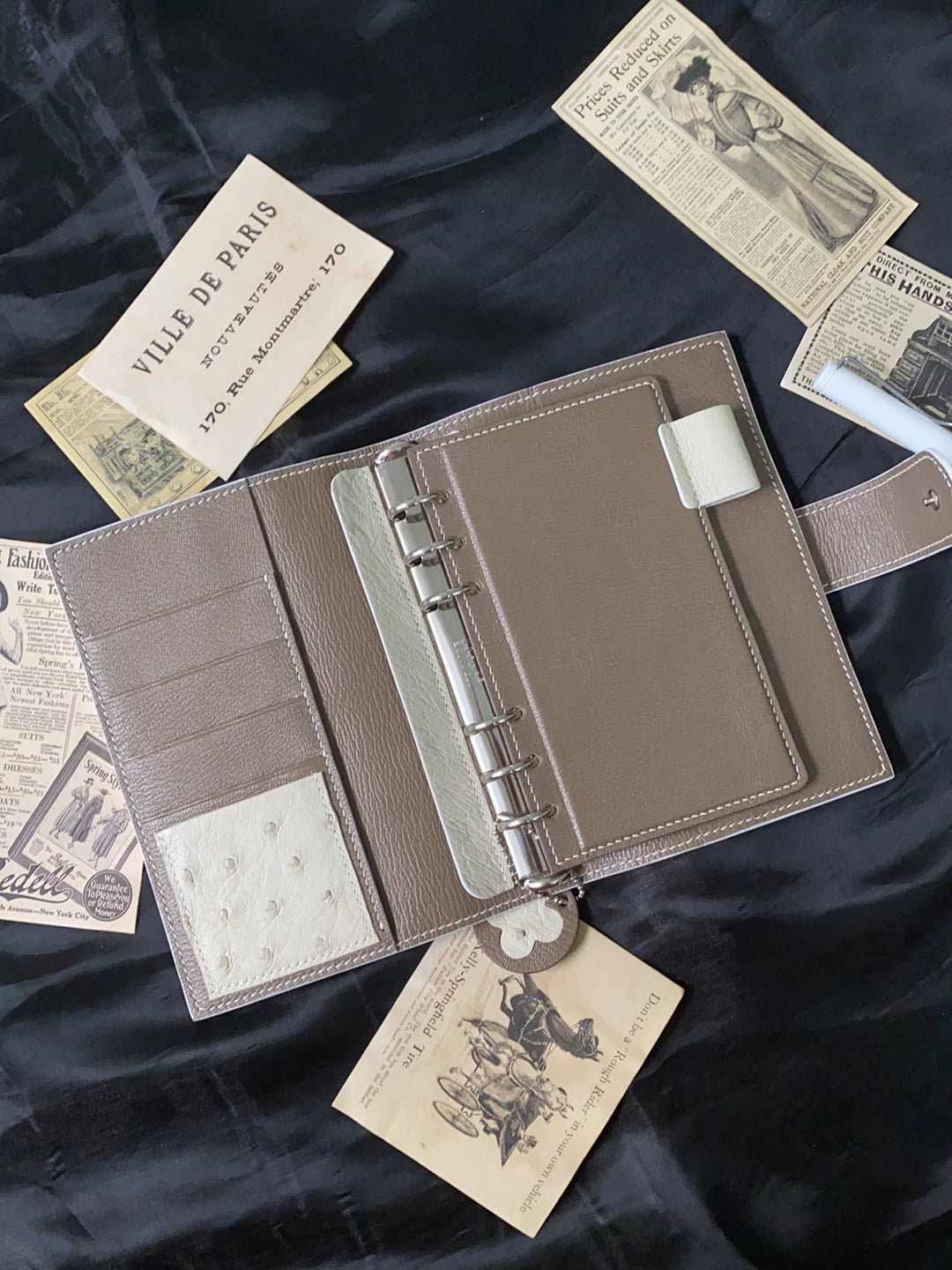 South African Ostrich Leather Ring Binder Notebook
