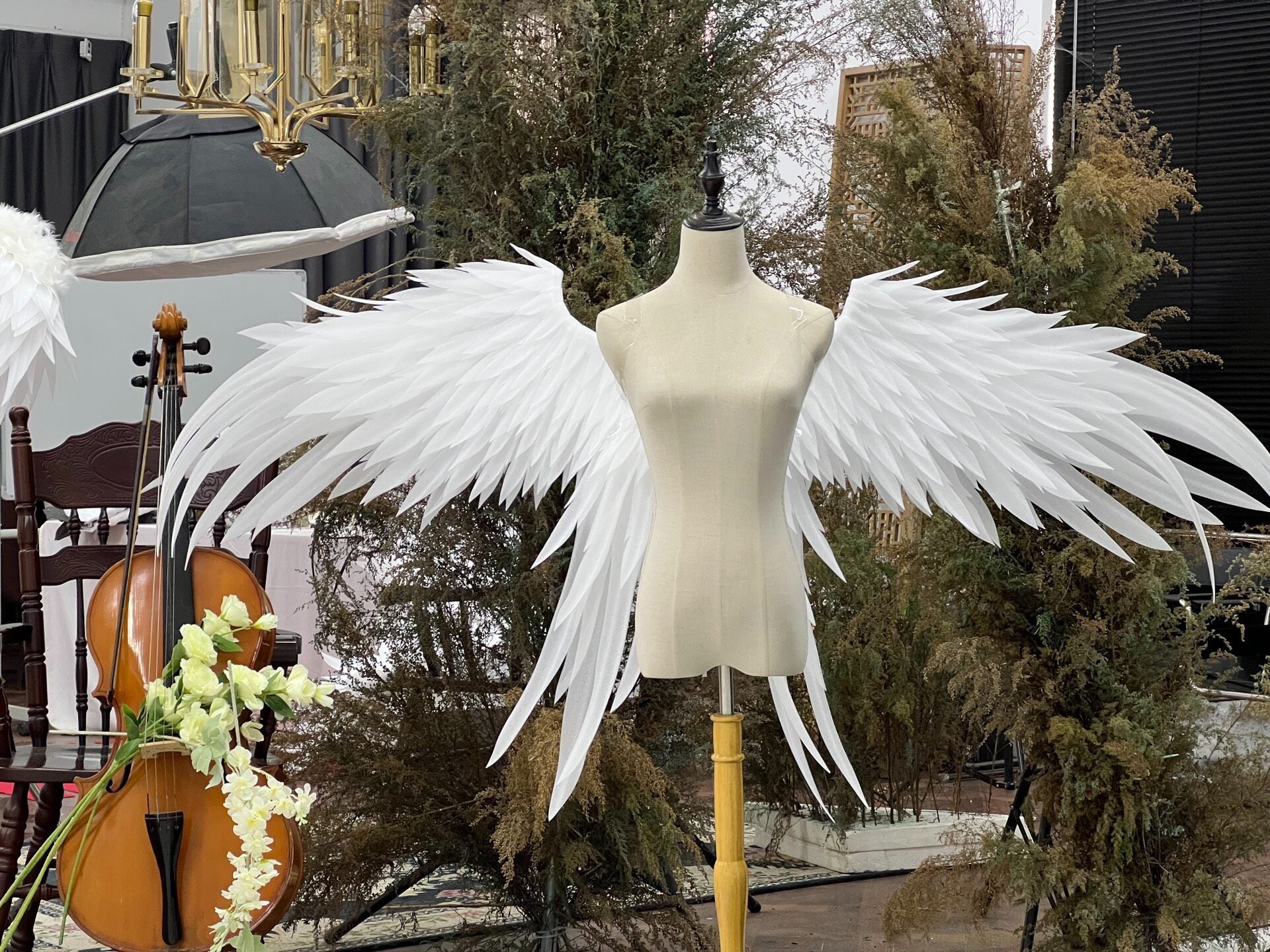 Large Electric Cosplay Wings with Foam Feathers and Wire Frame