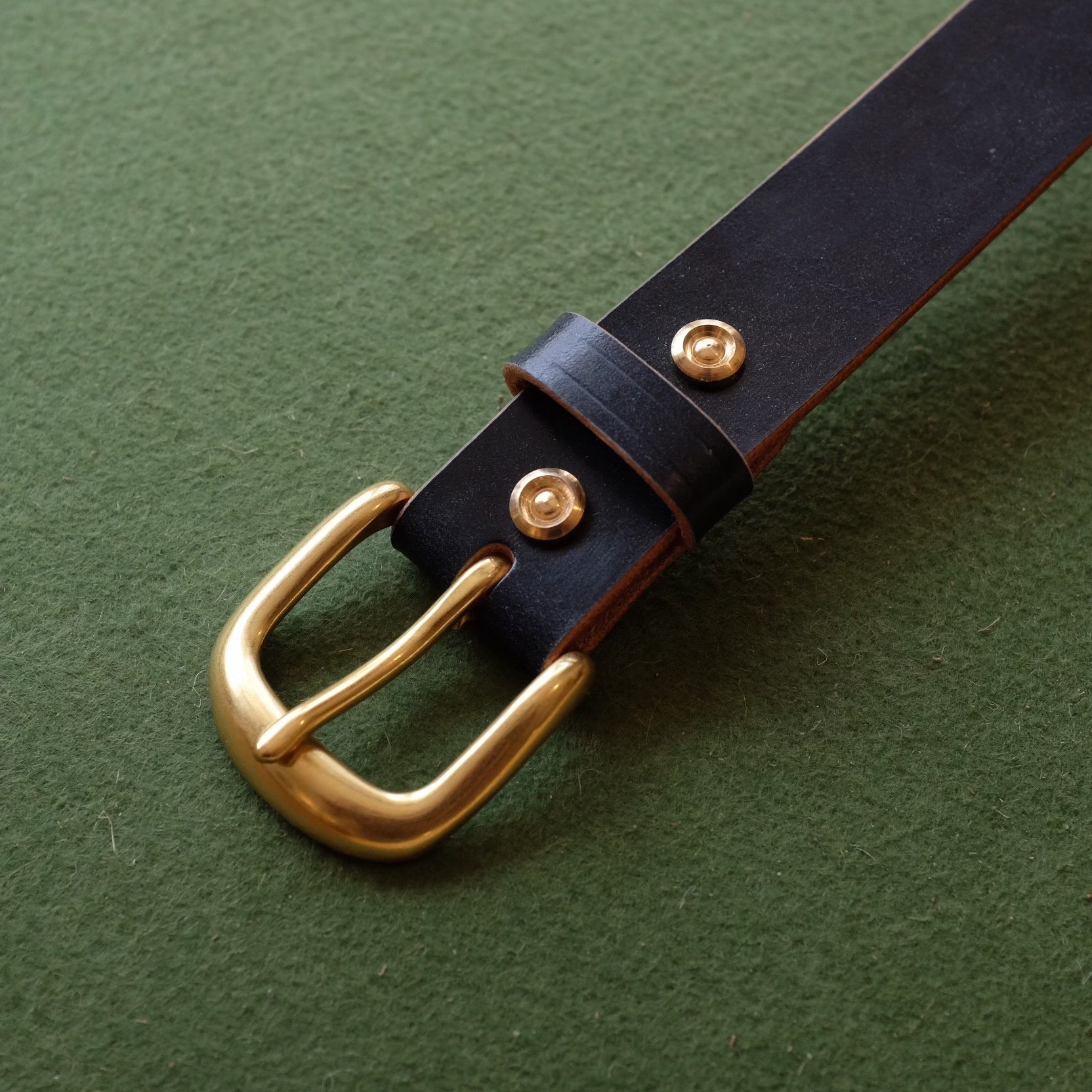 Dark Brown Leather Belt with Polished Brass Buckle