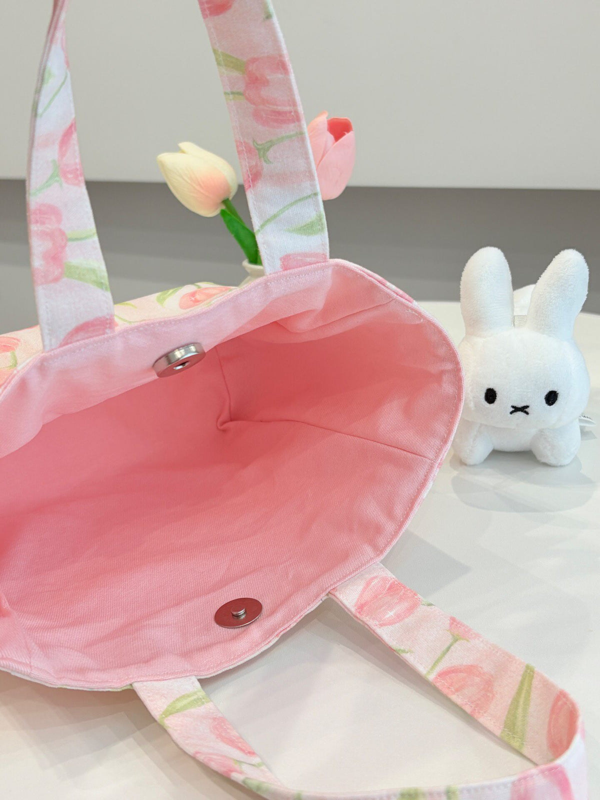 Tulpen-Print Canvas Handtasche Tote