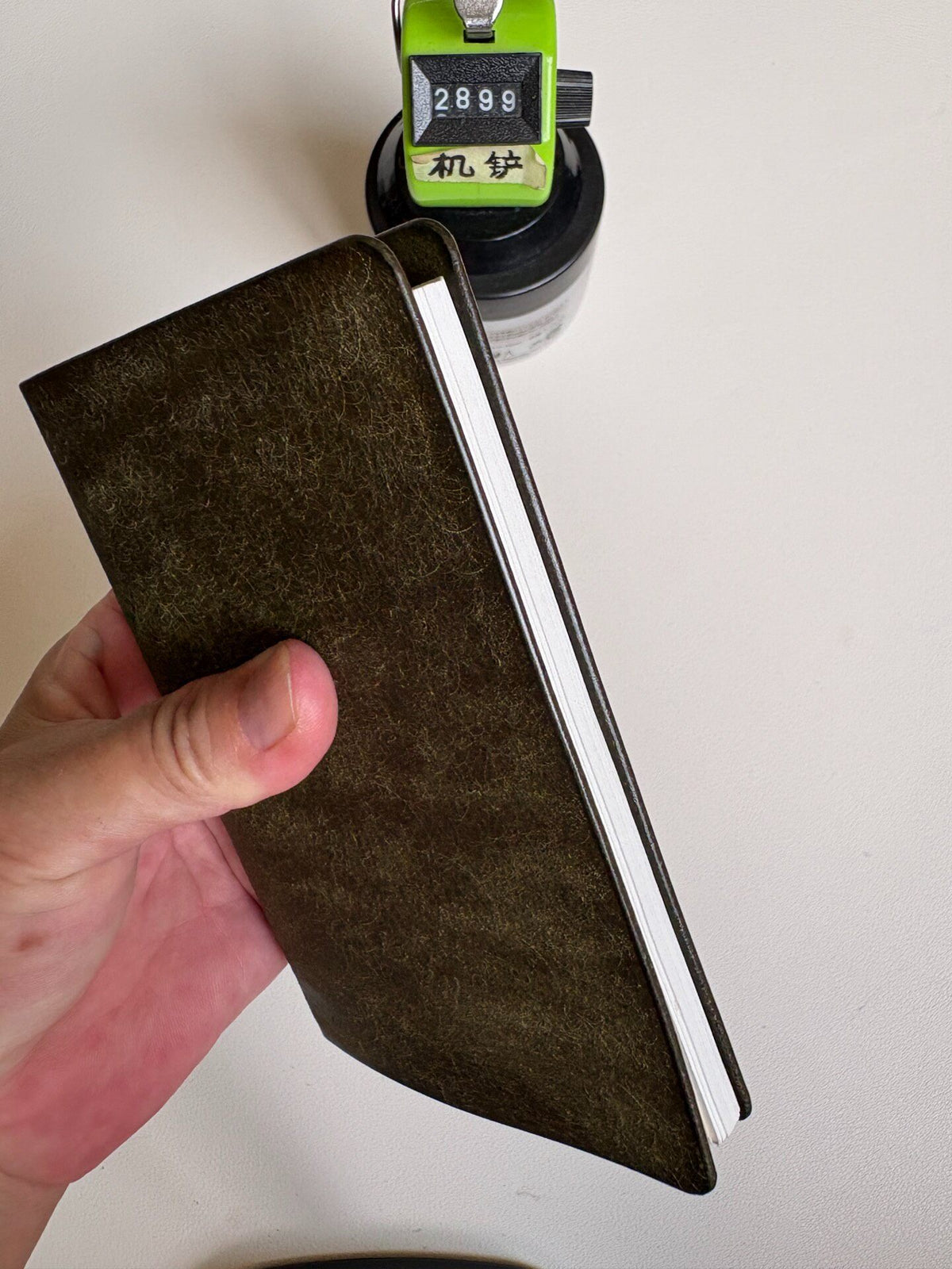 Handmade A7 Ring Binder Olive Leather Notebook