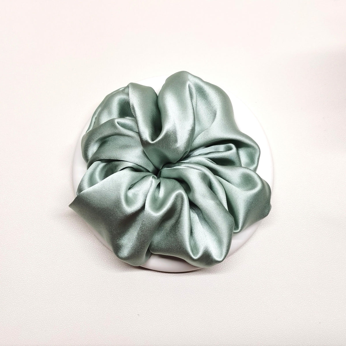 Wide Satin Hair Scrunchie Sage Green