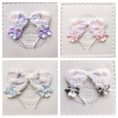 Plush Snowflake Cat Ear Headband Lolita Hair Accessory