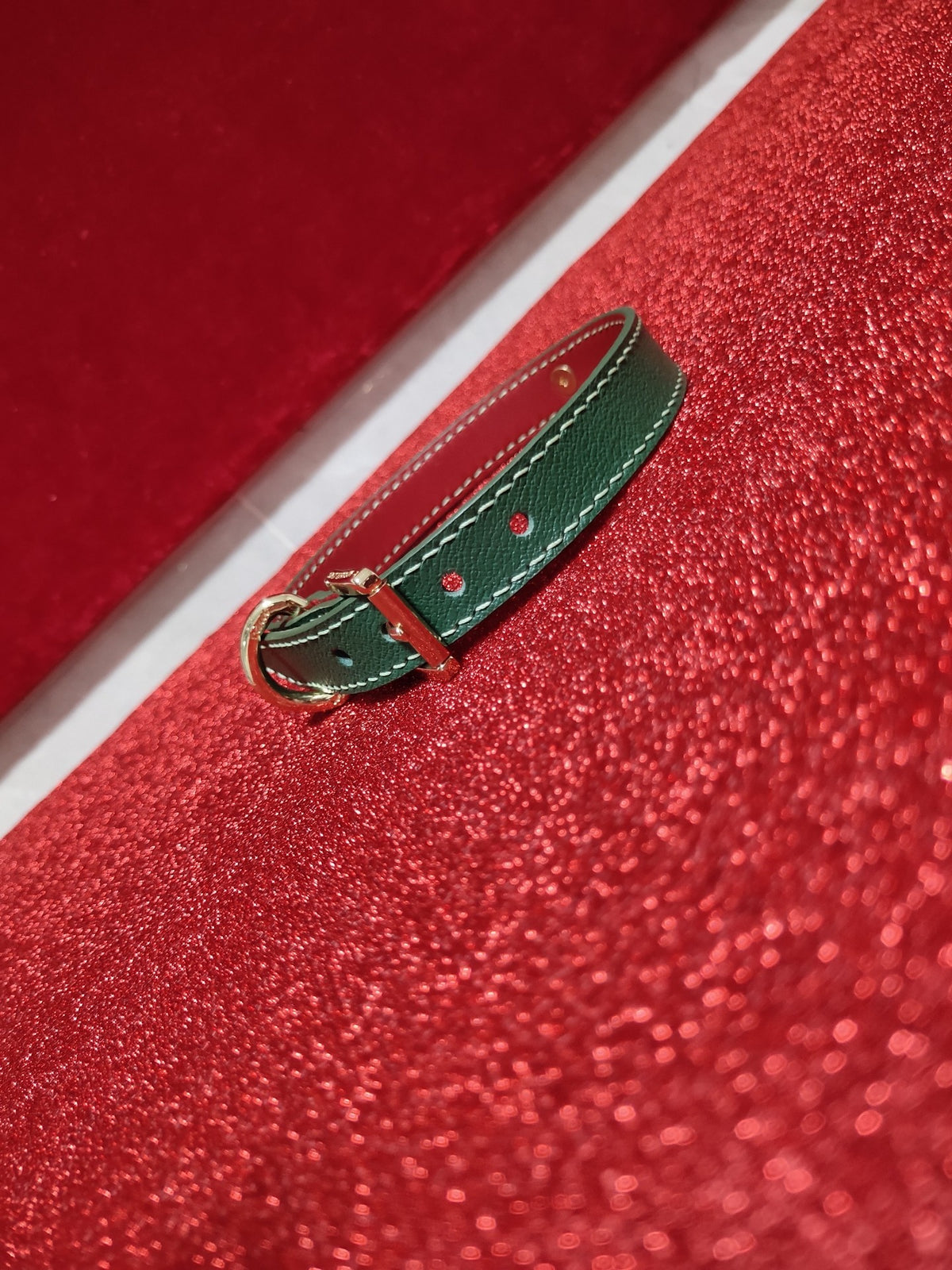 Emerald Green Leather Pet Collar