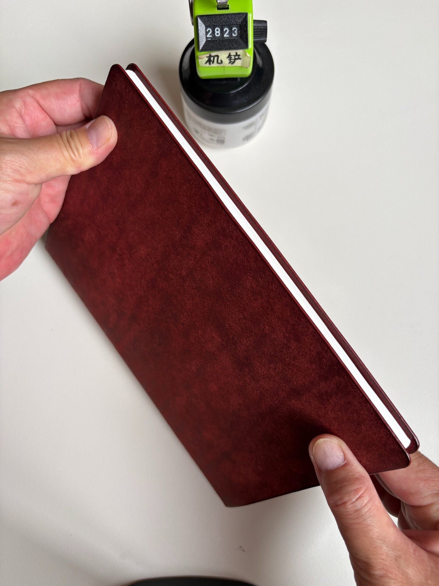 Handmade A5 Leather Binder, Wine-Red Pueblo, 15-Ring Mechanism