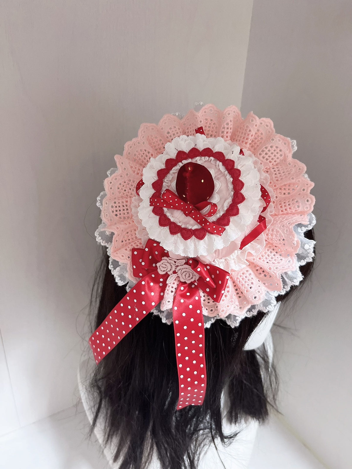 Pink Strawberry Lolita Mini Fascinator Hat