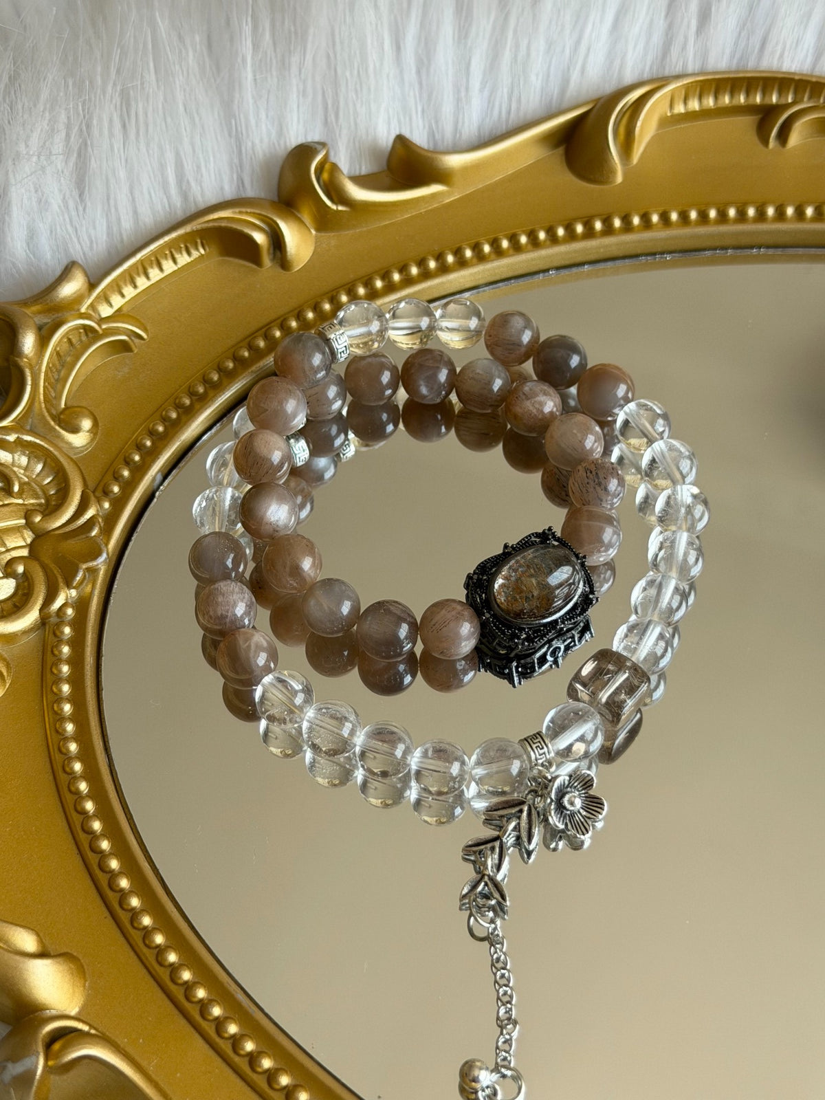 Bracelet double tour Pierre de Soleil et Quartz Clair