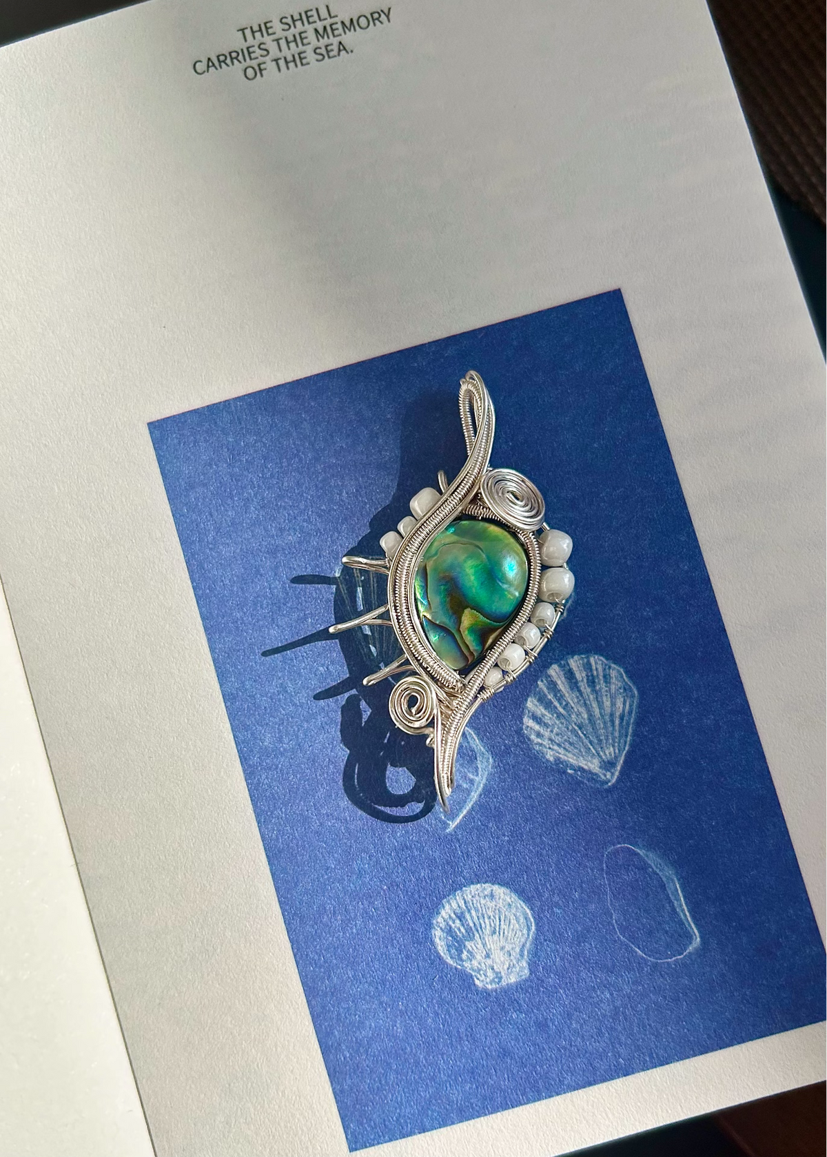 Abalone Shell Wire Wrapped Pendant Necklace