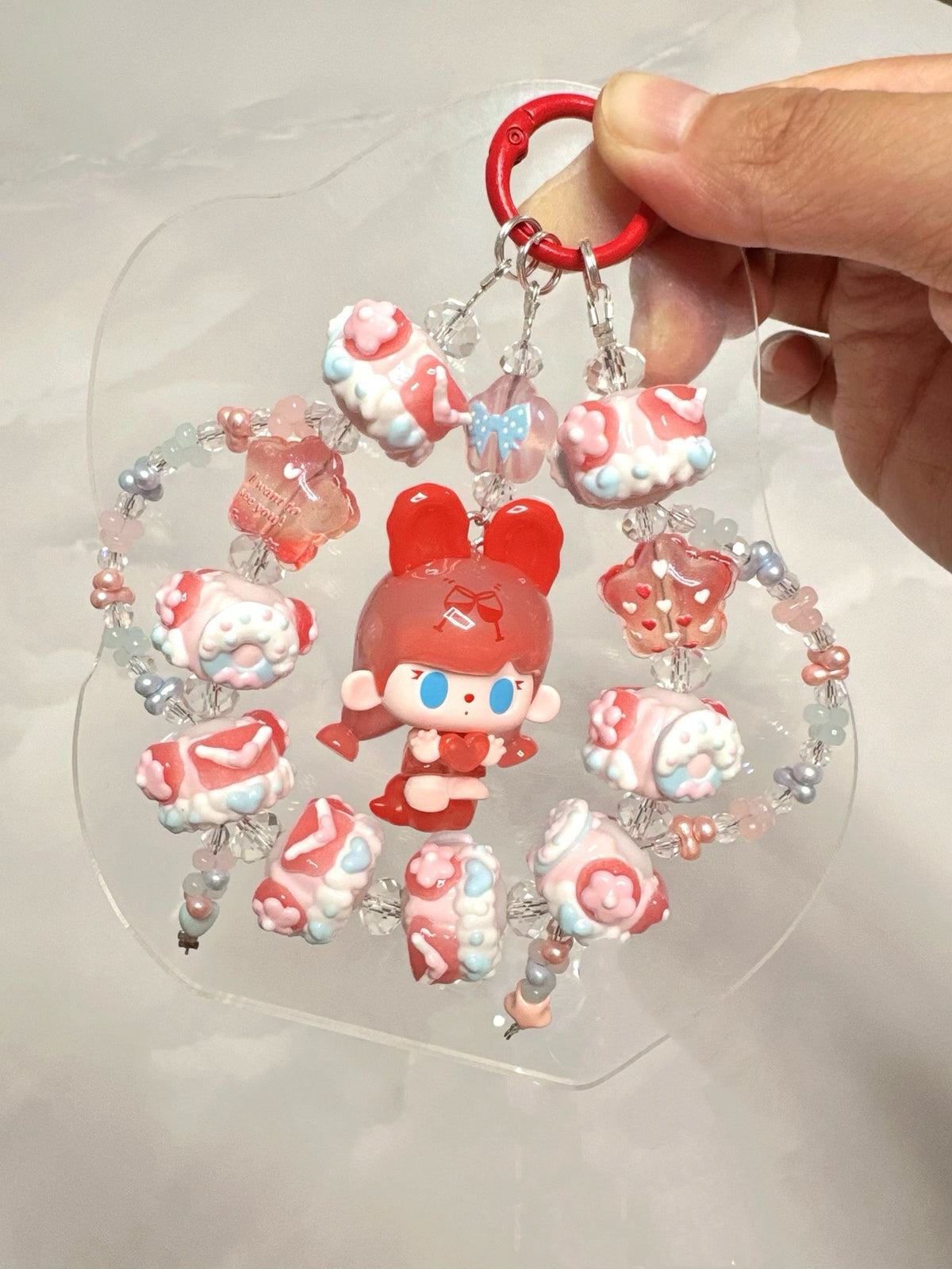 Handbemalter Perlen-Phone Charm Keychain