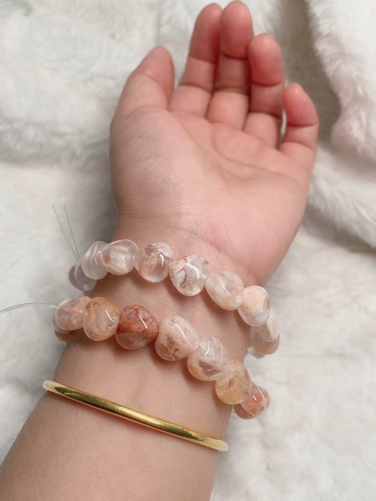 Armband med Snowflake Phantom Quartz i hjärtform