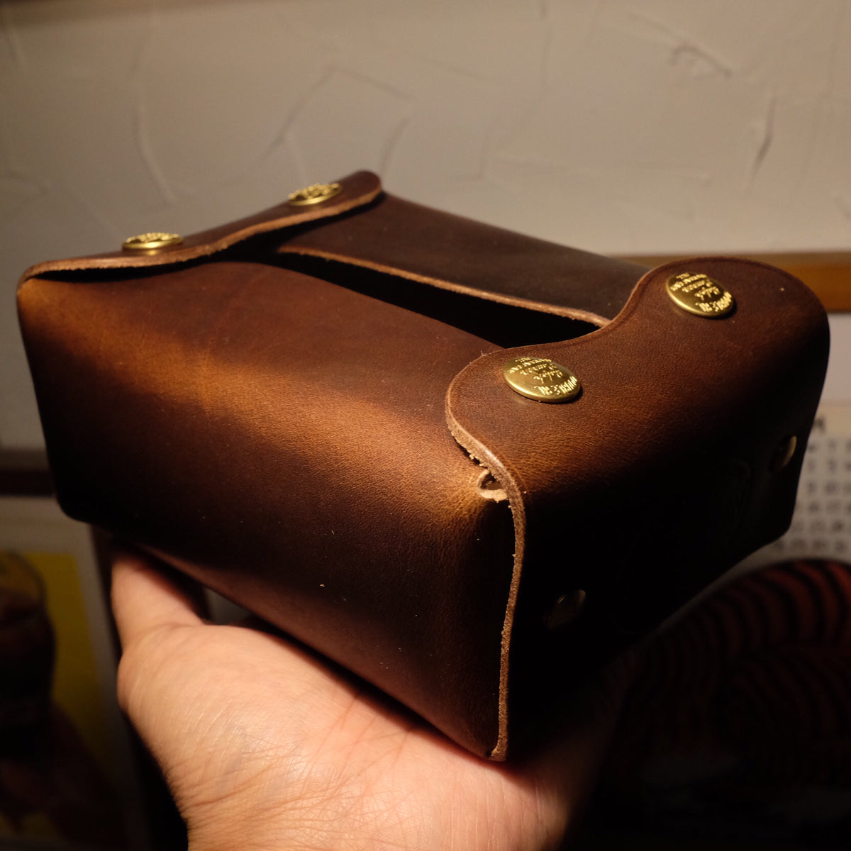 Horween Leather Tissue Box Brown
