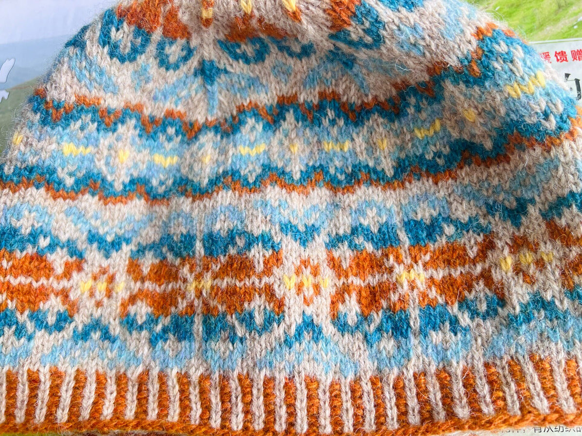 100 Wool Fair Isle Jacquard Beanie