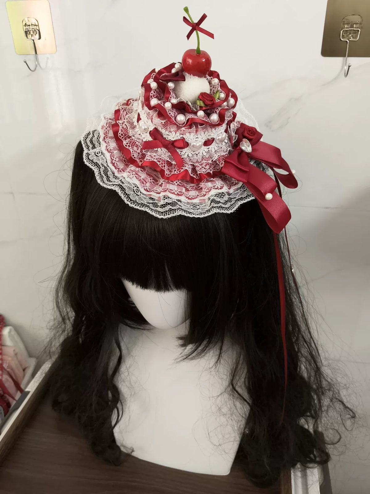 Handmade Wine Red Lolita Mini Hat