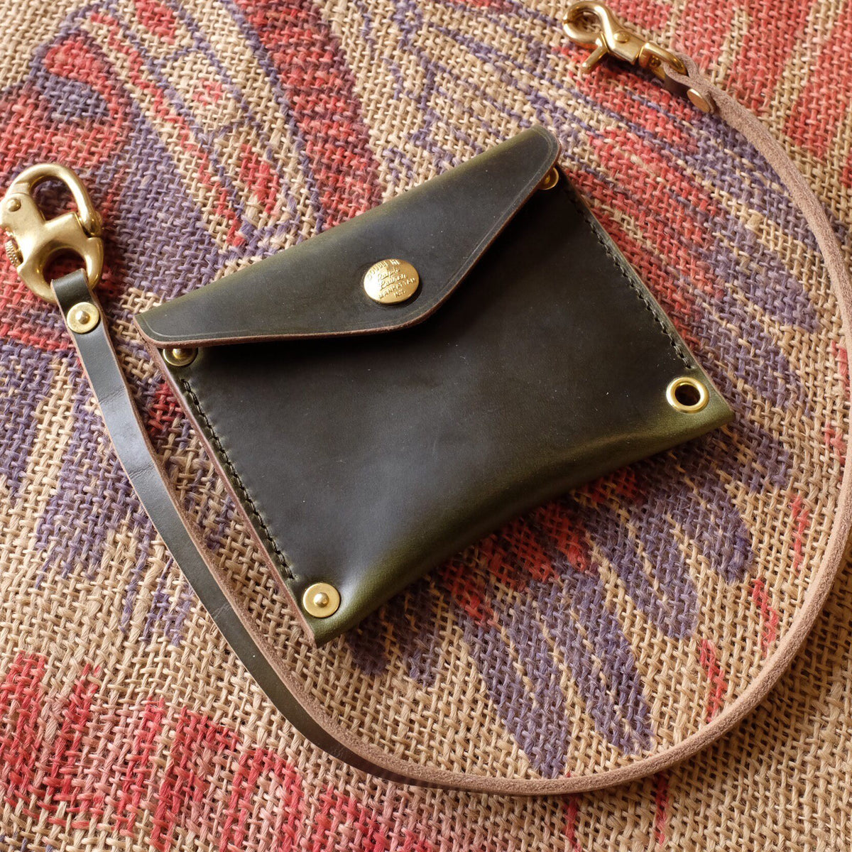 Leather Wallet with Brass Snap Closure