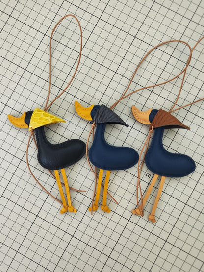 Handmade Leather Lucky Duck Keychain Bag Charm