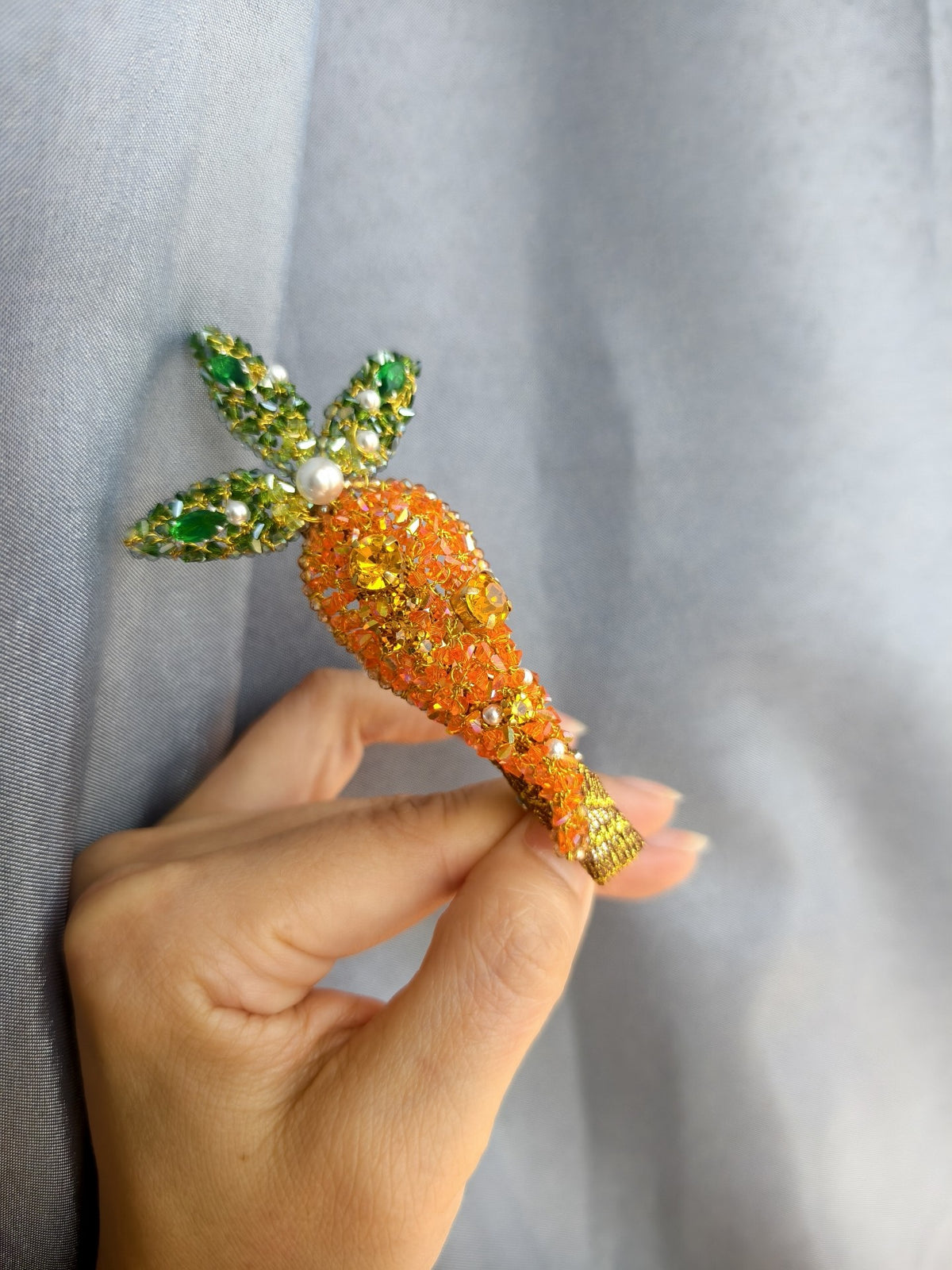 Beaded Carrot Hair Clip Alligator Style