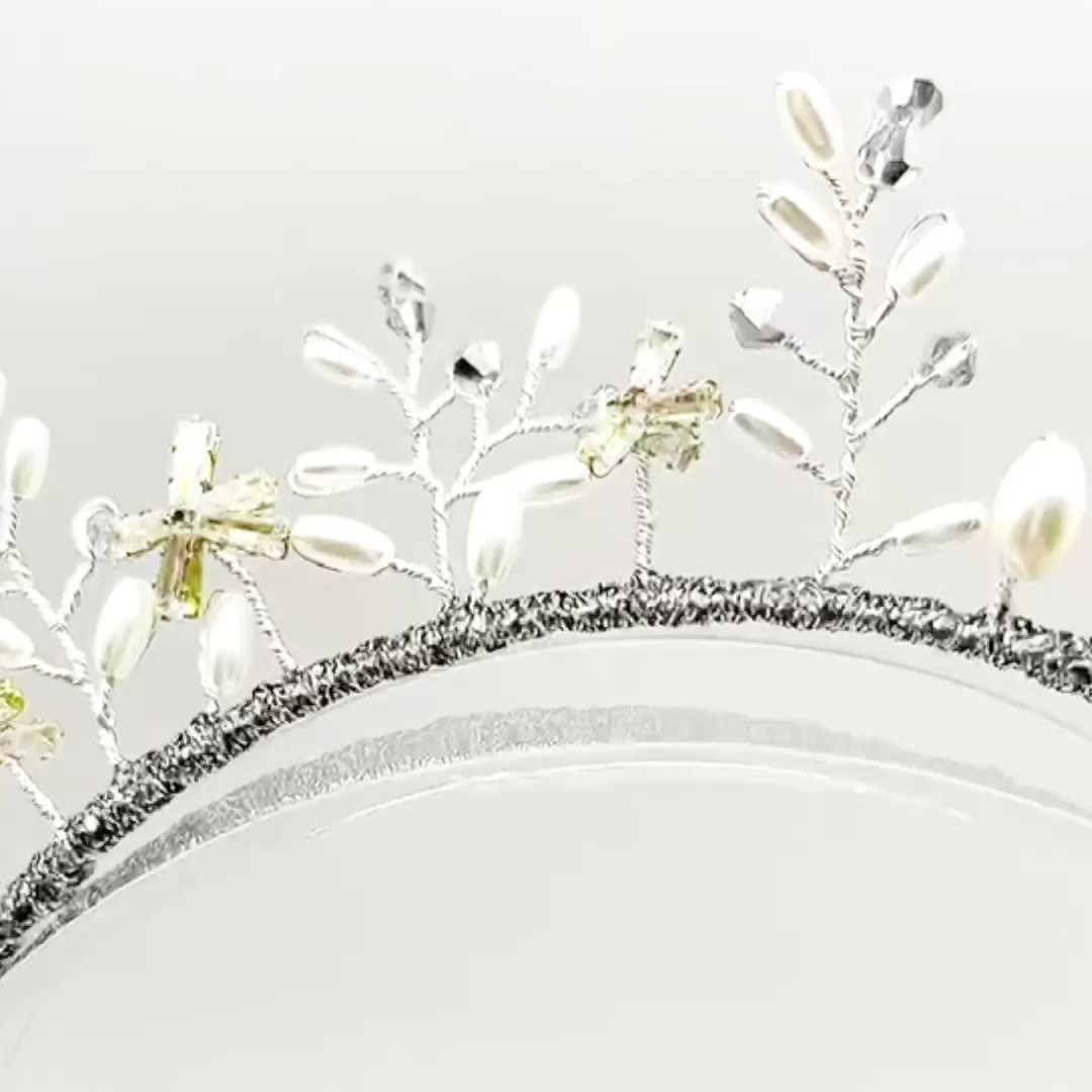 Pearl Crystal Floral Headband Earrings Set