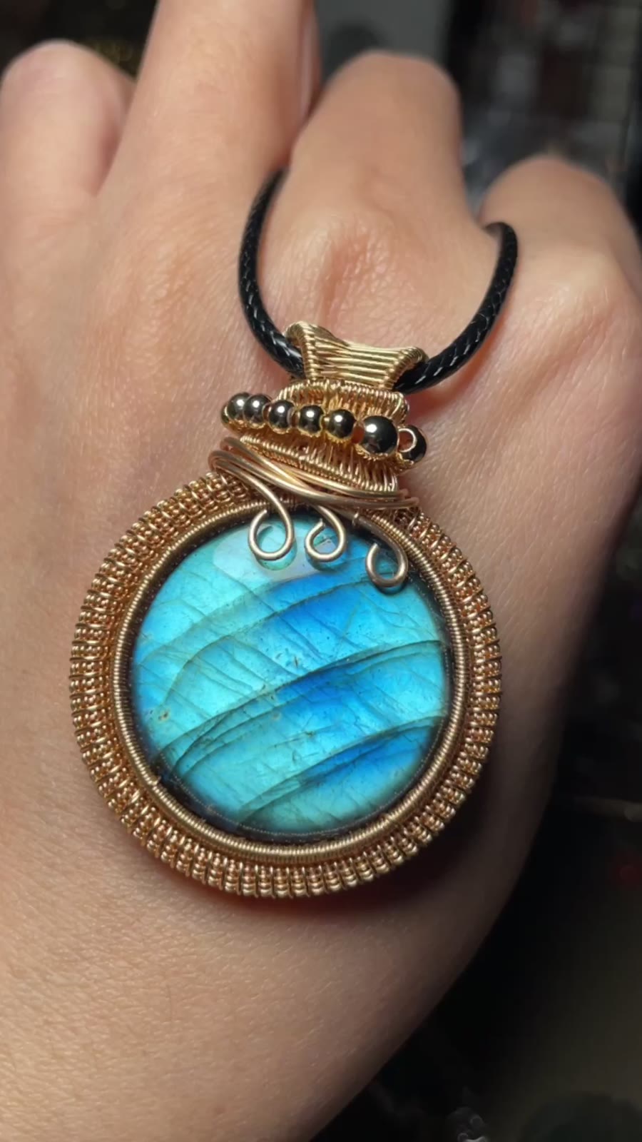 Blue Labradorite Wire Wrapped Pendant