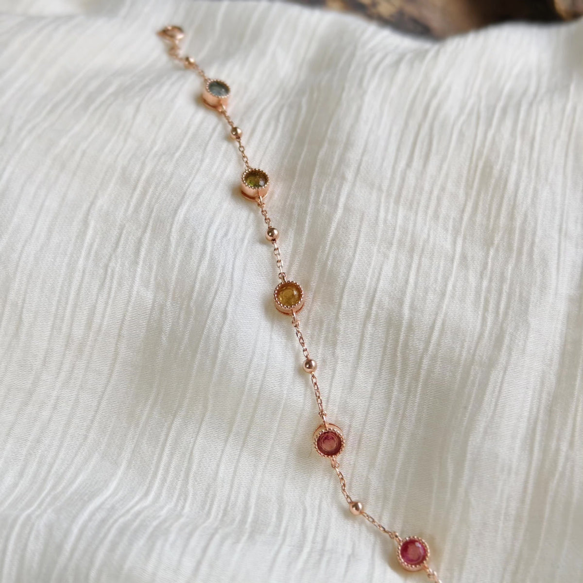 Fluorit Tourmalin Roségold Armband