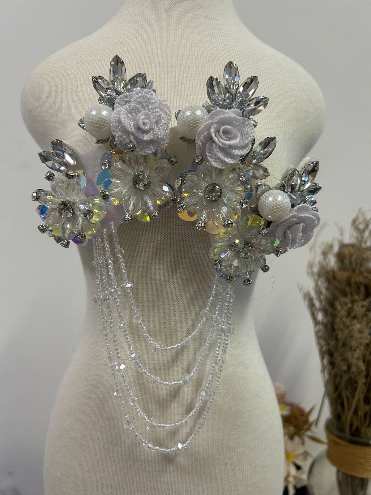 Witte Kristallen Tassel Brooch Haarornier