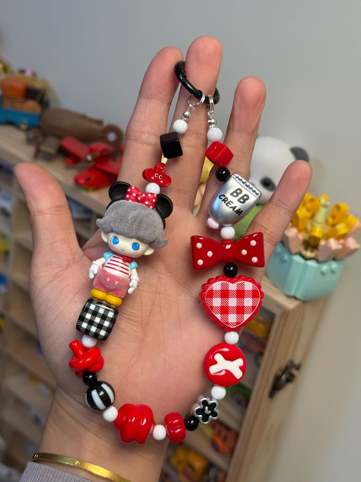 Dimoo Mickey Flocked Beret Phone Charm