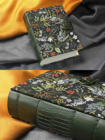 Floral Notebook with Metal Bird Clasp and 120gsm Blank Pages