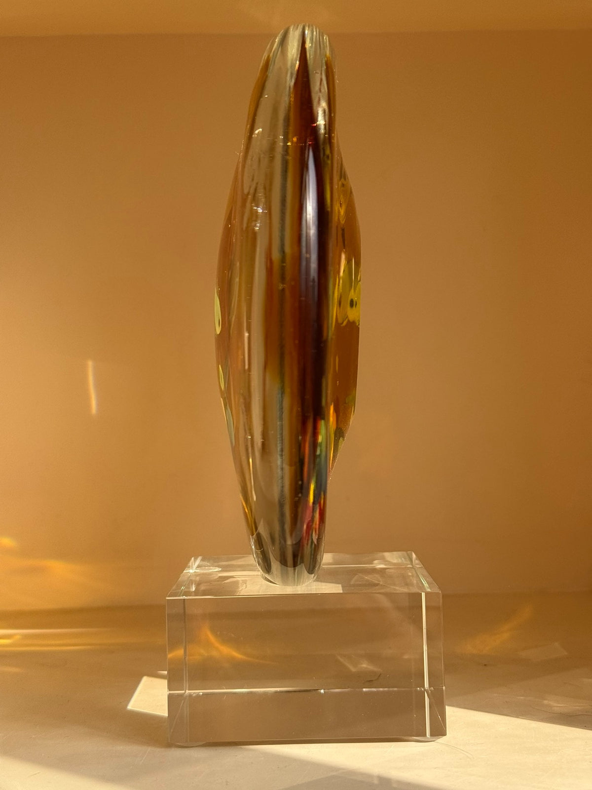 Vintage Amber Glass Fish Aquarium Sculpture