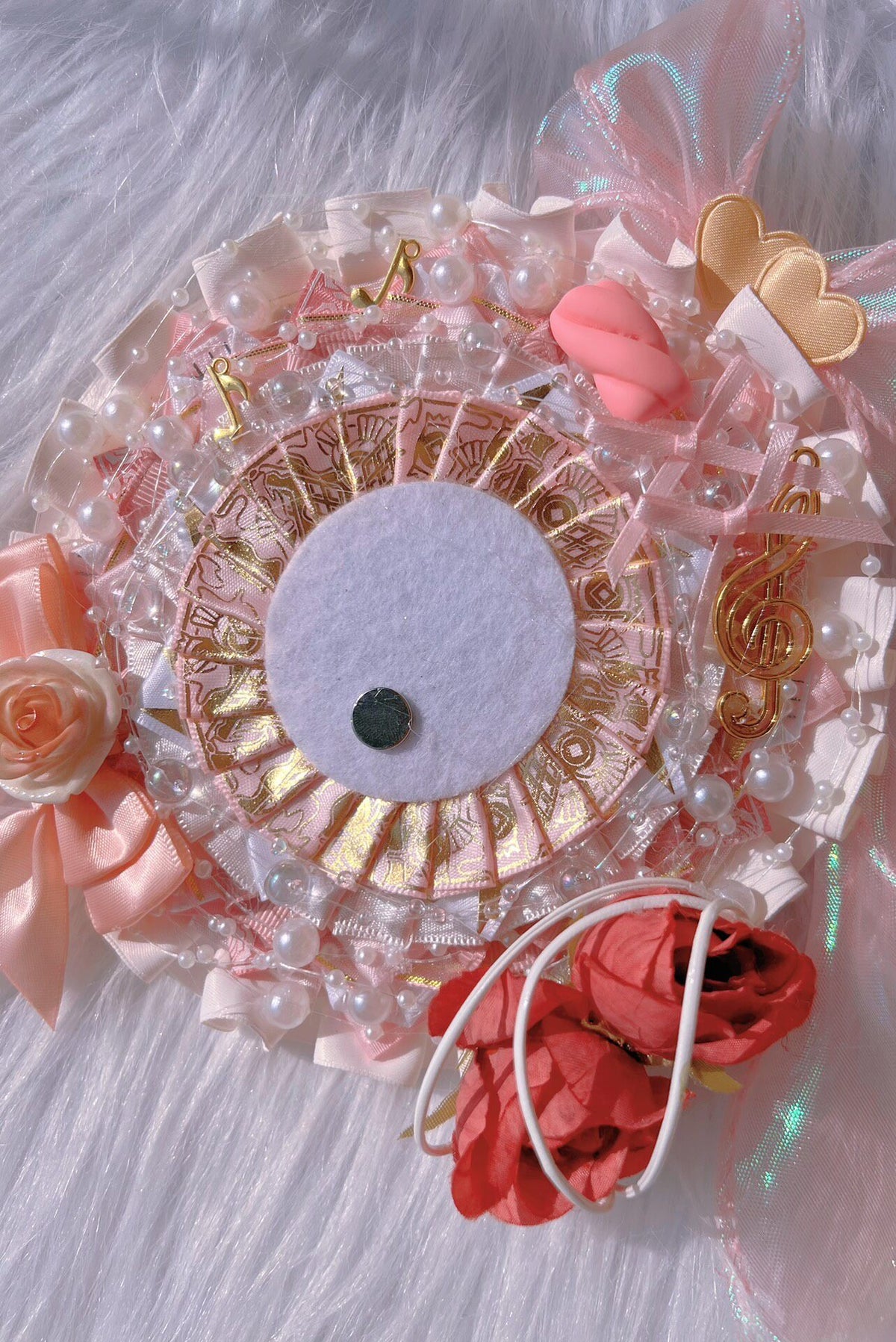 Pink Rosette Badge Holder for 55mm Pins