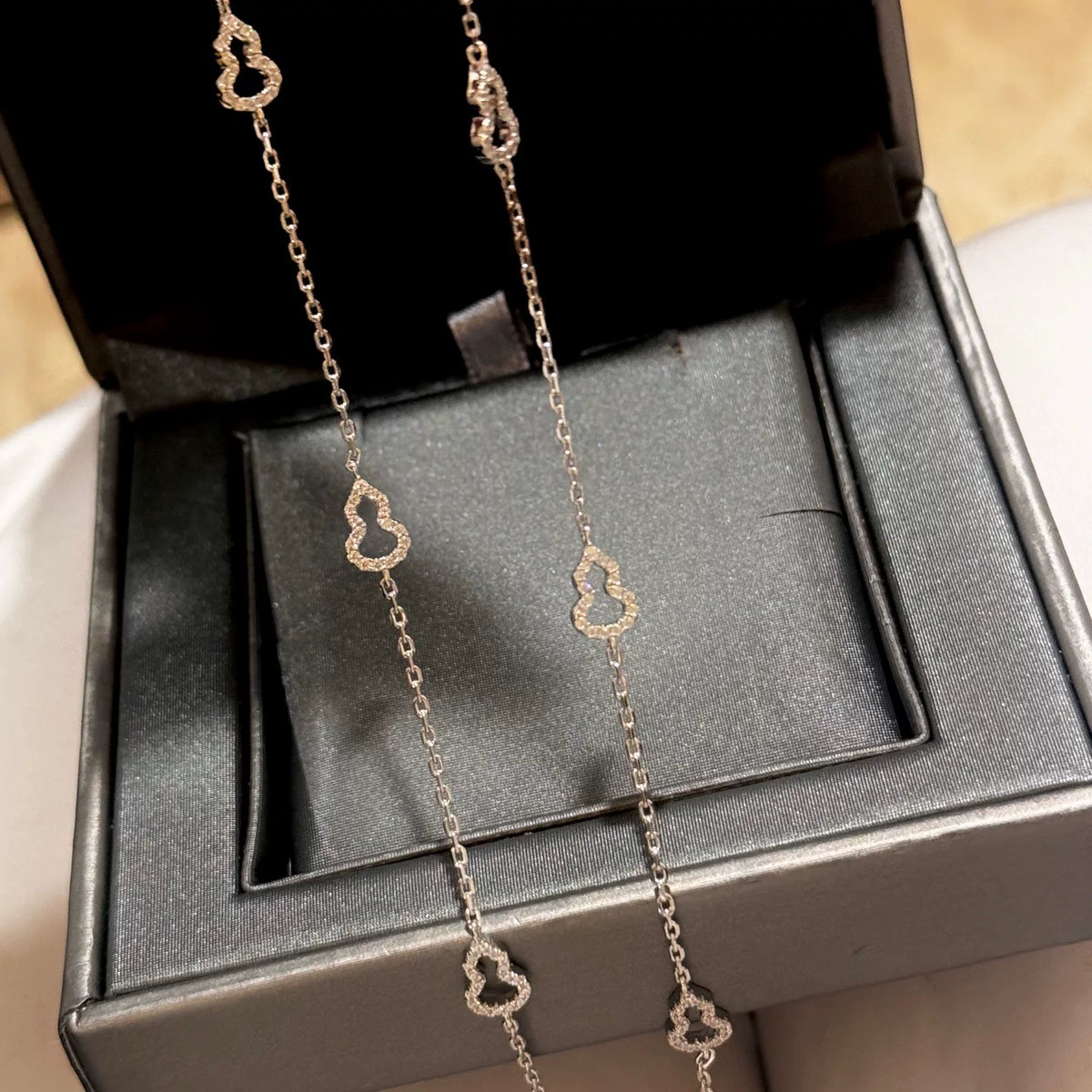 S925 Zilveren Gourd Ketting met Koolstofstenen