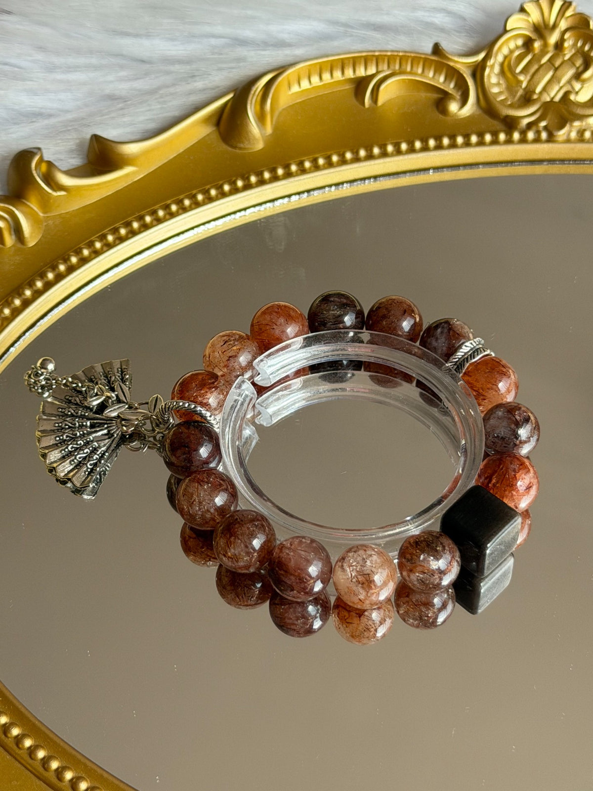 Natürliches Super Seven Kristall Perlenarmband 12mm