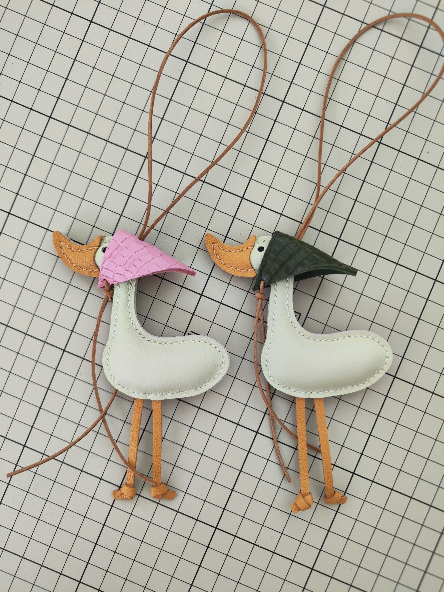 Handmade Leather Lucky Duck Keychain Bag Charm