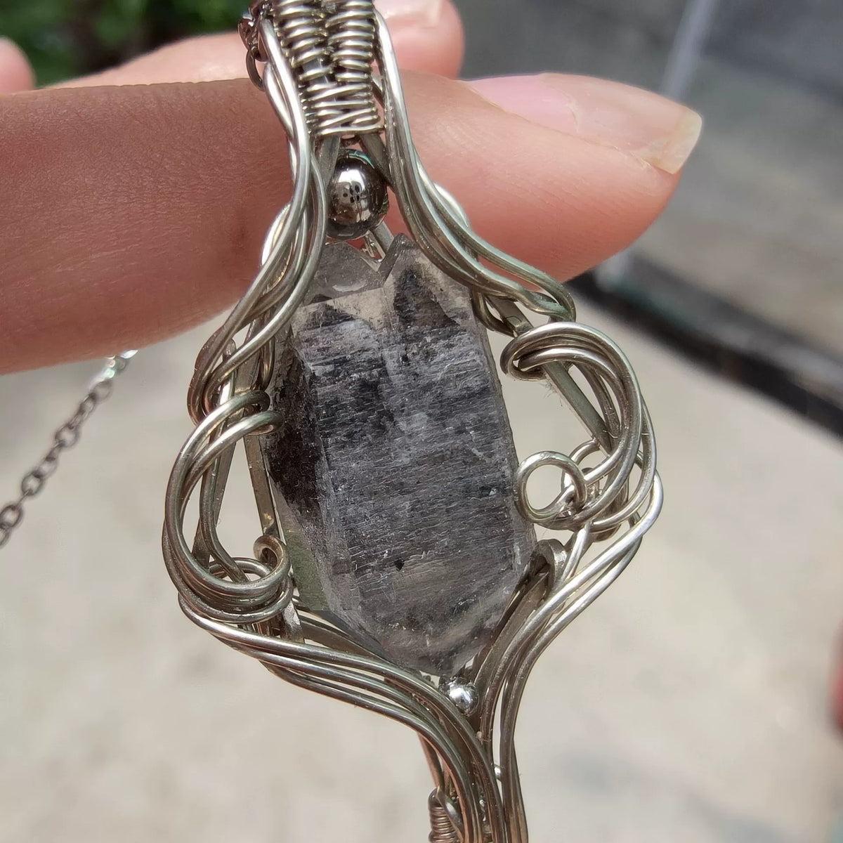 Herkimer Diamant Quarz Anhänger in Drahtfassung