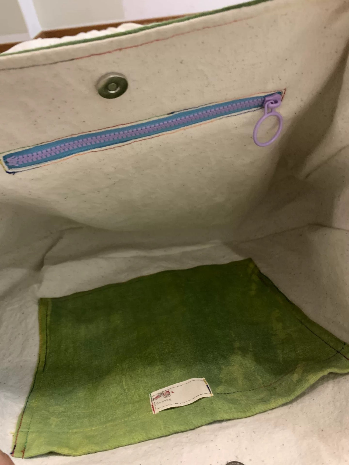 Handmade Green Cotton Bird Embroidered Shoulder Bag