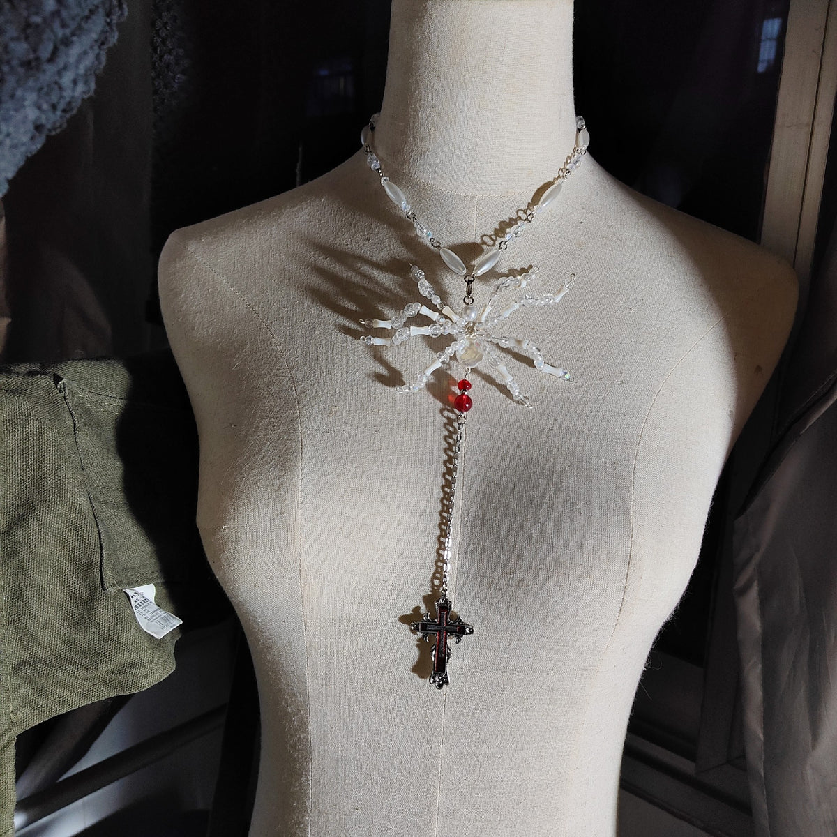 Poseable Bead Spider Lariat Necklace