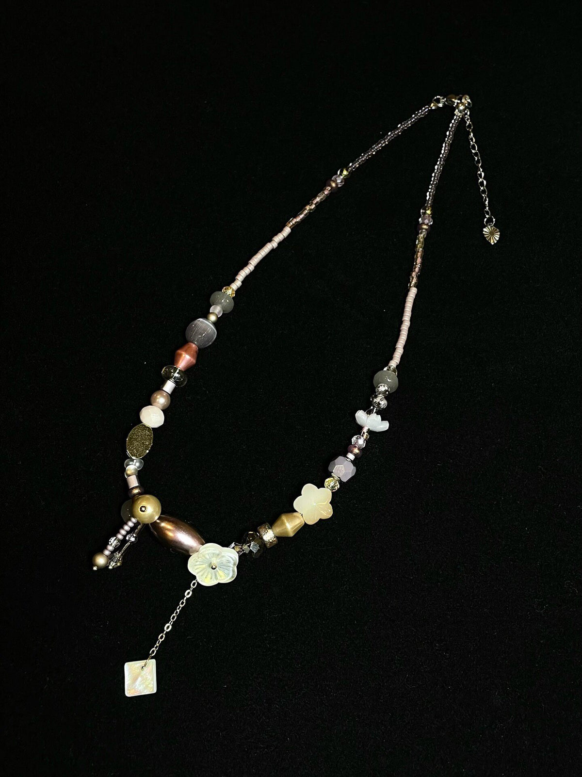 Purple Iris Multi Strand Beaded Necklace